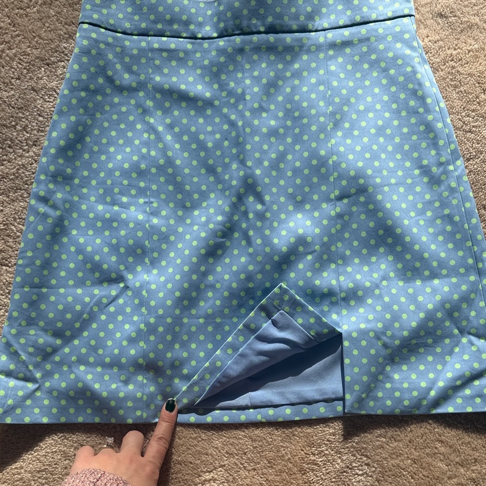 Zara Blue and Green Polka Dot Skirt - Picture 2 of 4